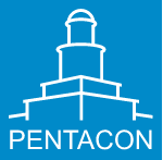 Pentacon-Logo, blau mit weißem Gebilde